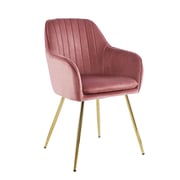 Designové křeslo ADLAM NEW – Růžová Velvet látka/gold chrom-zlatý Kondela