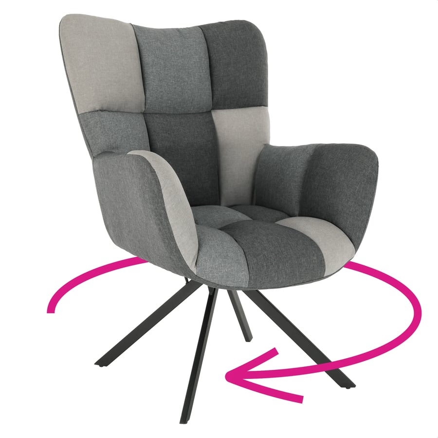 Designové otočné křeslo KOMODO – Patchwork/černá Kondela (foto 7)
