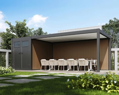 Pergola WPC PRESTIGE stěna 3 m k ám a přístřešku Rojaplast