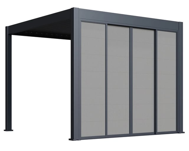 Pergola posuvná zástěna 3 m pro bioklimatickou šedočerná – TOP akční produkt kategorie