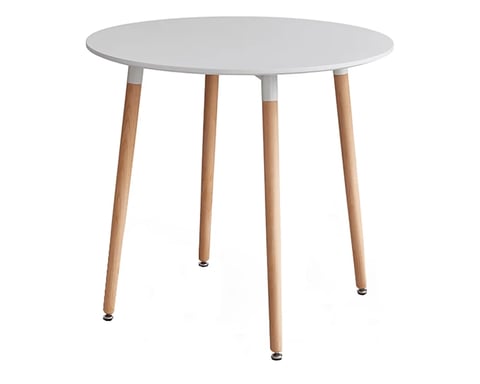 Jídelní stůl, bílá/buk, průměr 80 cm, ELCAN NEW TYP 2 Kondela