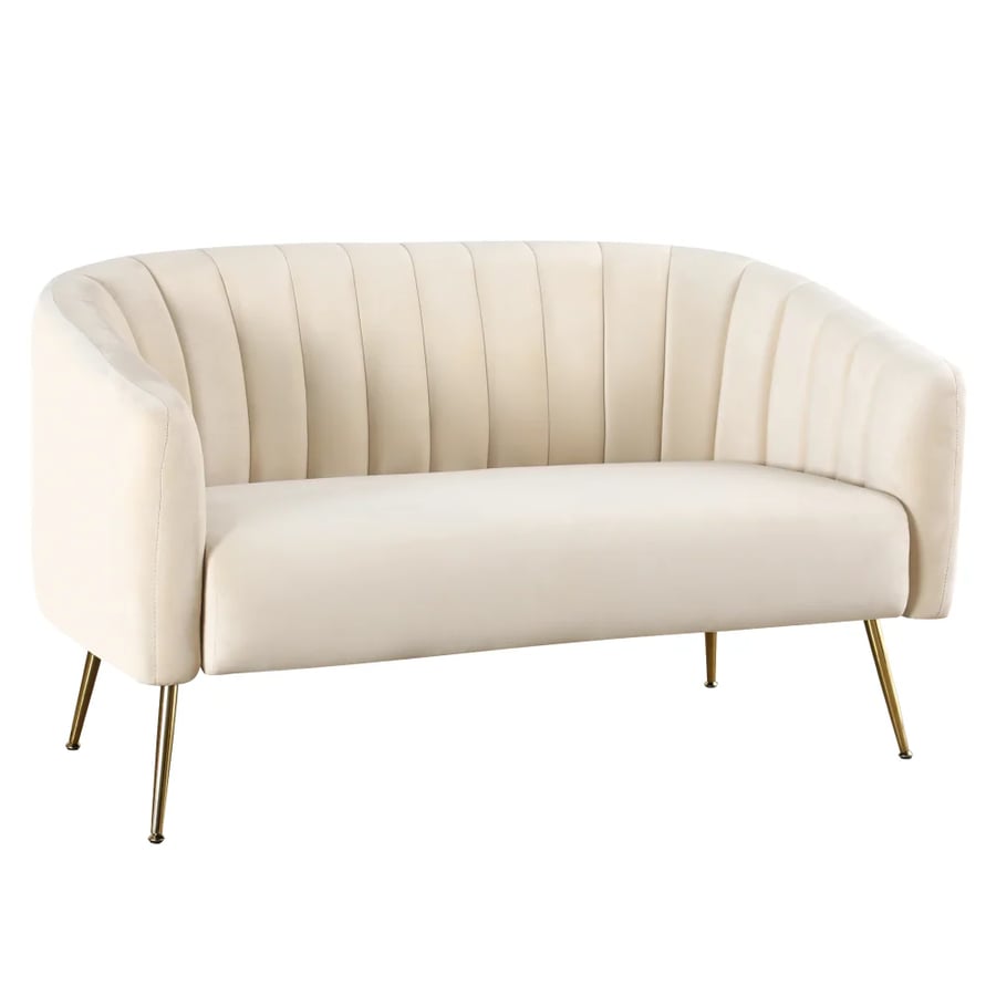 Designový 2-sed BAGY – Béžová Velvet látka/gold chrom-zlatý Kondela (foto 7)