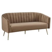 Designový 3-sed BAGY – Hnědá Velvet látka/gold chrom-zlatý Kondela