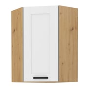 Horní rohová skříňka LULA 58x58 GN-90 1F – Bílá/dub artisan Kondela
