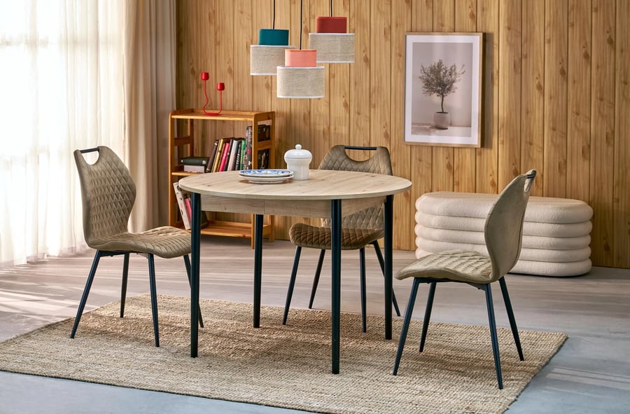 Rozkládací jídelní stůl PIVOT 102 cm – Dub artisan, nohy - černá Halmar (foto 40)