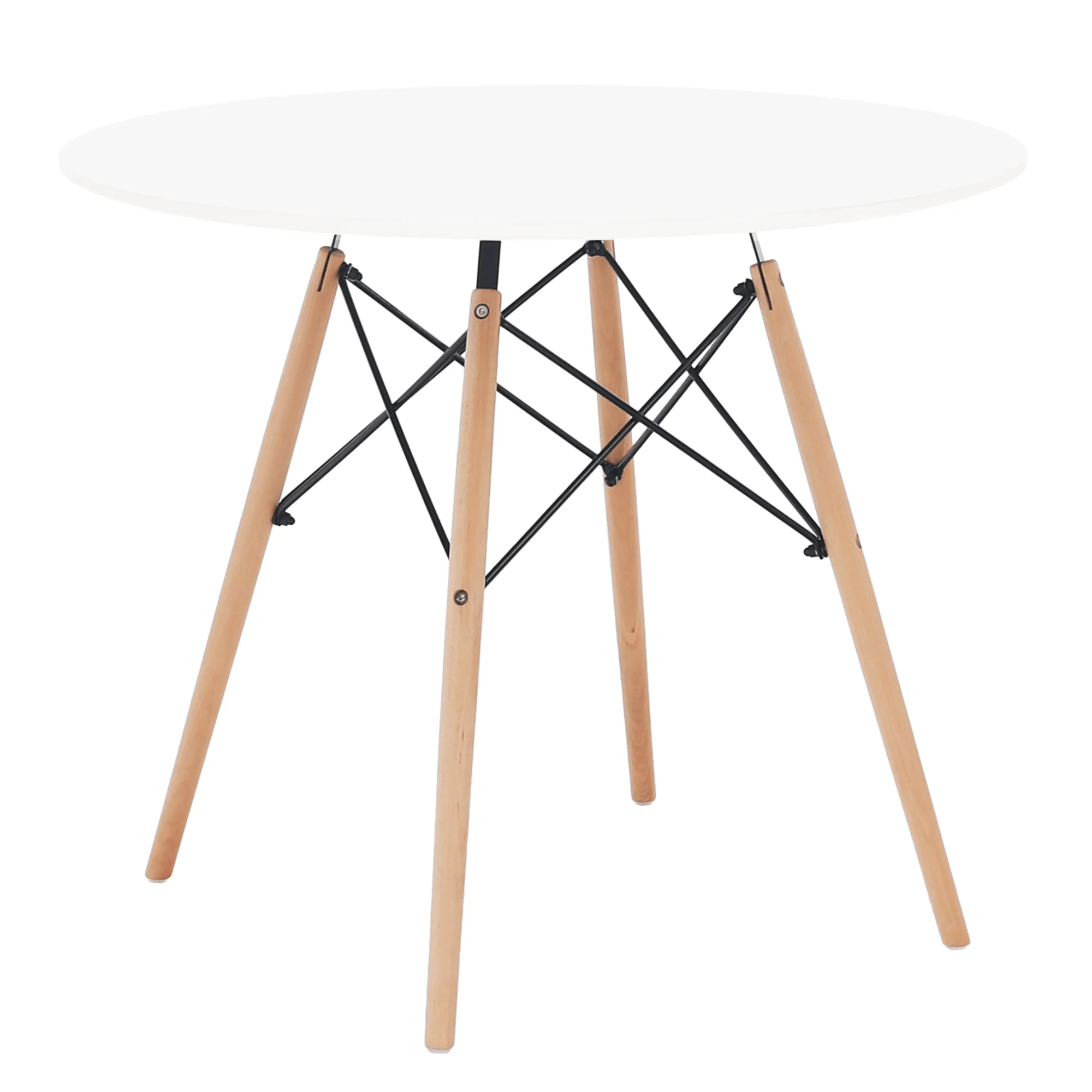 Jídelní stůl, bílá/buk, průměr 90 cm, GAMIN 2 NEW 90 Kondela