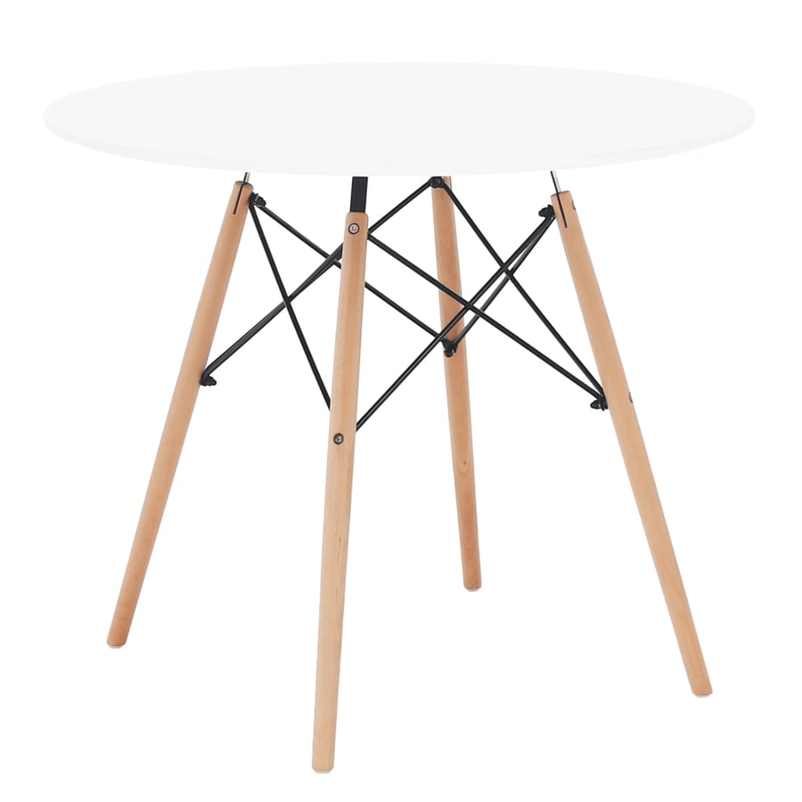 Jídelní stůl, bílá/buk, průměr 90 cm, GAMIN 2 NEW 90 Kondela