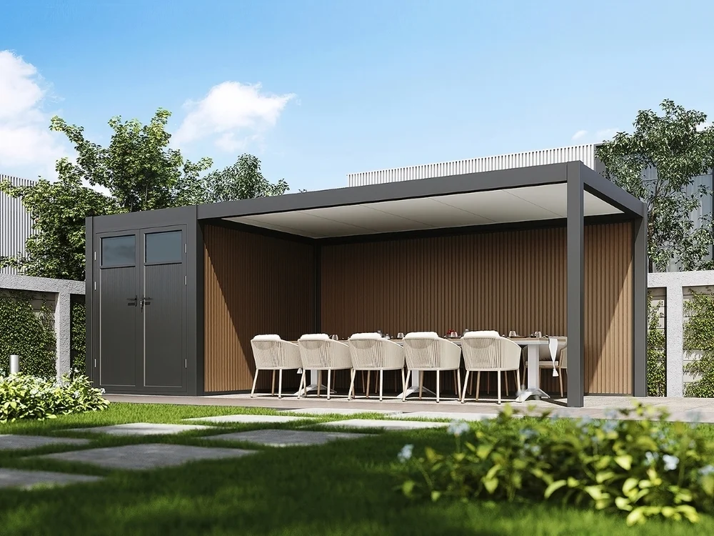 Pergola WPC PRESTIGE stěna 3 m k ám a přístřešku Rojaplast