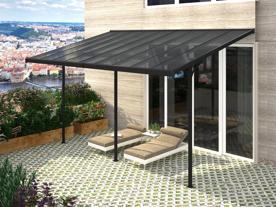 Pergola BRUCE H polykarbonát – Černá / šedá Rojaplast (foto 9)