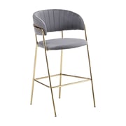 Designová barová židle DASMIN TYP 2 – Šedohnědá Velvet látka/gold chrom zlatý Kondela