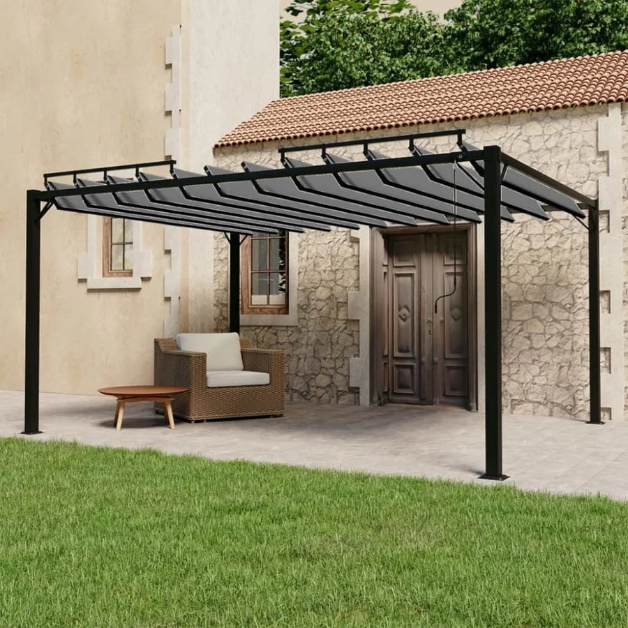 Pergola s lamelovou střechou 3 x 4 m hliník / látka Dekorhome Vida