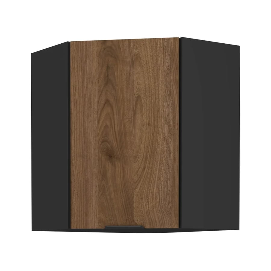 Horní rohová skříňka, ořech okapi/černá, MENZO 60x60 GN-72 1F Kondela