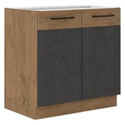 Dřezová skříňka VEGA 80 ZL 2F BB – Šedá matná / dub lancelot Kondela
