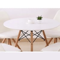 Jídelní stůl, bílá/buk, průměr 90 cm, GAMIN 2 NEW 90 Kondela (foto 3)