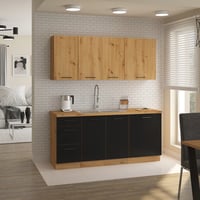 Horní otevřená skříňka, černý mat / dub artisan, Monro 30 G-72 OTW Kondela (foto 3)