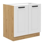 Dřezová skříňka LULA 80 ZL 2F BB – Bílá/dub artisan Kondela
