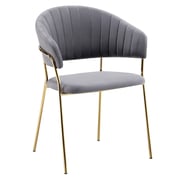 Designové jídelní křeslo DASMIN TYP 1 – Šedohnědá Velvet látka/gold chrom zlatý Kondela