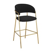 Designová barová židle DASMIN TYP 2 – Černá Velvet látka/gold chrom zlatý Kondela