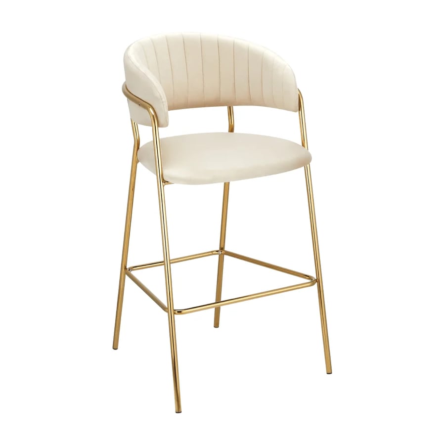 Designová barová židle DASMIN TYP 2 – Béžová Velvet látka/gold chrom zlatý Kondela (foto 7)