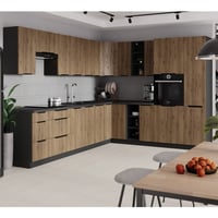 Horní skříňka, ořech okapi/černá, MENZO 80 G-90 2F Kondela (foto 3)