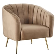 Designové křeslo BAGY – Hnědá Velvet látka/gold chrom-zlatý Kondela