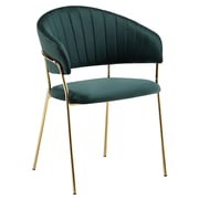 Designové jídelní křeslo DASMIN TYP 1 – Tmavě zelená Velvet látka/gold chrom zlatý Kondela