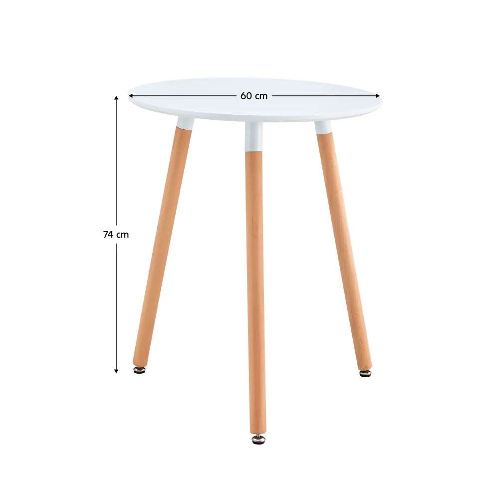 Jídelní stůl, bílá/buk, průměr 60 cm, ELCAN NEW TYP 1 Kondela