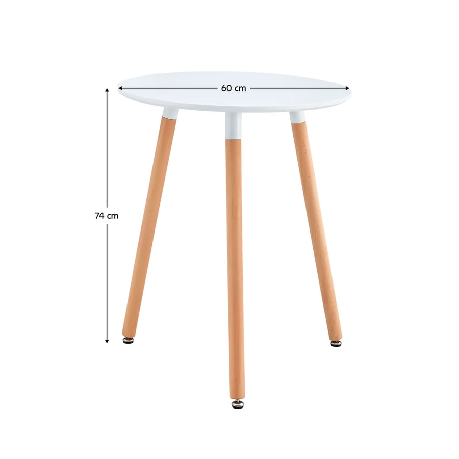 Jídelní stůl, bílá/buk, průměr 60 cm, ELCAN NEW TYP 1 Kondela