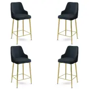 Barová židle ENOX (set 4 ks) – Set 4 ks / Antracitová / Zlatá ASIRGROUP