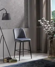 Barová židle VENTO – Set 4 ks / Šedá / Černá ASIRGROUP