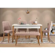 Jídelní set COSTA 2 AB (set 6 ks) – Set 6 ks / Borovice / Bílá / Stone ASIRGROUP