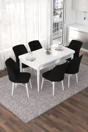 Jídelní set NEF (set 7 ks) – Set 7 ks / Bílá / Černá ASIRGROUP