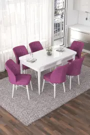 Jídelní set NEF (set 7 ks) – Set 7 ks / Bílá / Fialová ASIRGROUP