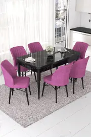 Jídelní set NEF (set 7 ks) – Set 7 ks / Černá / Fialová ASIRGROUP