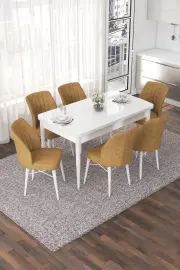Jídelní set NEF (set 7 ks) – Set 7 ks / Bílá / Cappuccino ASIRGROUP