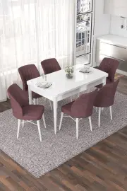 Jídelní set NEF (set 7 ks) – Set 7 ks / Bílá / Růžová 2515 ASIRGROUP