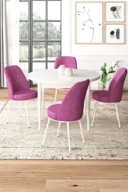 Jídelní set TOR (set 5 ks) – Set 5 ks / Bílá / Fialová ASIRGROUP