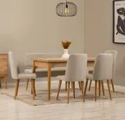 Jídelní set VINA – Set 6 ks / Borovice / Krémová ASIRGROUP
