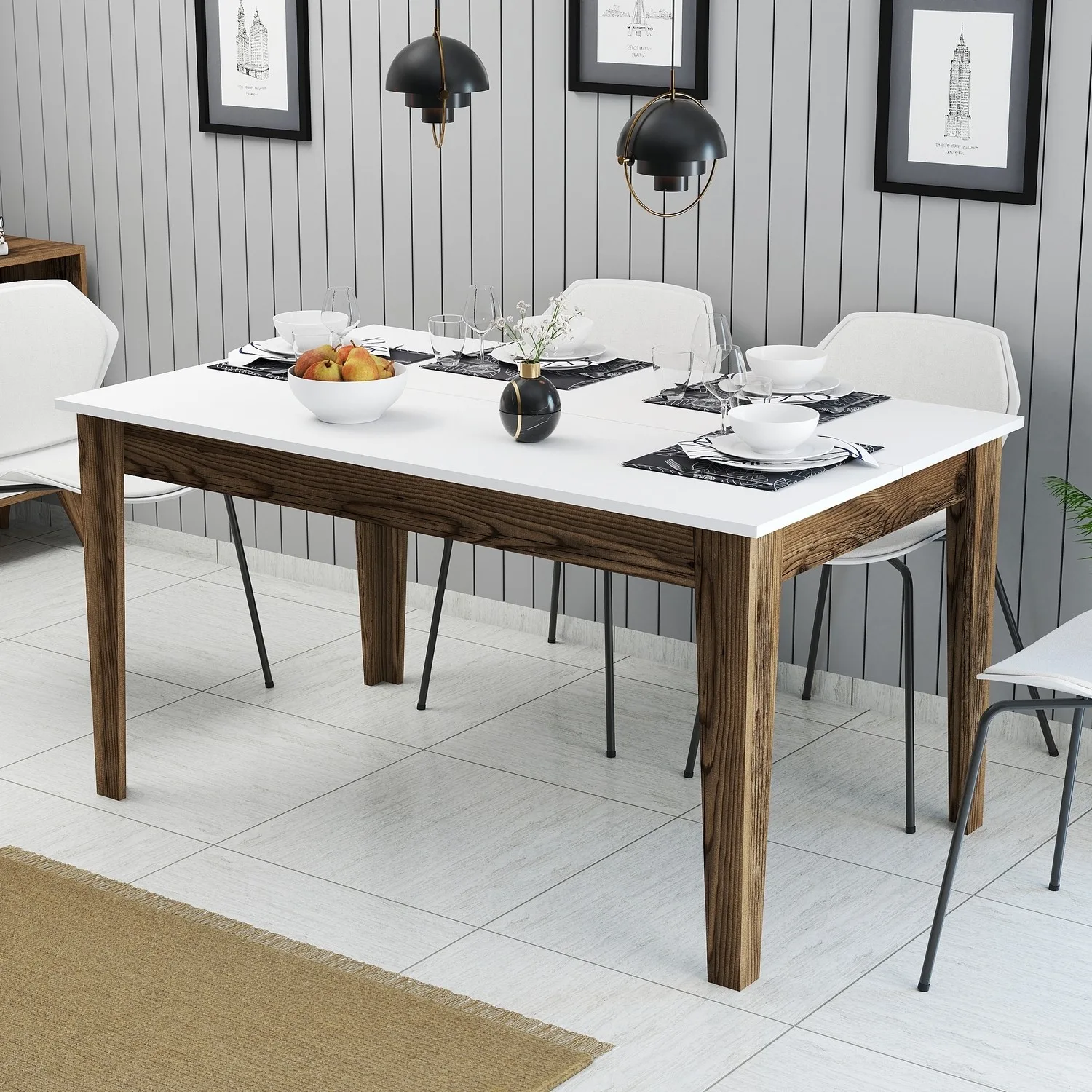 Jídelní stůl MILAN – Ořech / Bílá / 514 ASIRGROUP