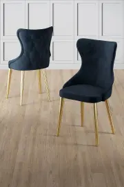Jídelní židle ALPA (set 4 ks) – Set 6 ks / Antracitová / Zlatá ASIRGROUP
