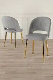 Jídelní židle PANE – Set 6 ks / Šedá / Zlatá ASIRGROUP