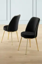 Jídelní židle PEFA (set 2 ks) – Set 4 ks / Černá / Zlatá ASIRGROUP