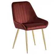 Jídelní židle PERLIA – Bordó Velvet látka/gold chrom-zlatý Kondela