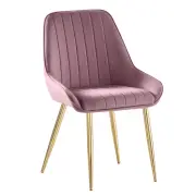 Jídelní židle PERLIA – Růžová Velvet látka/gold chrom-zlatý Kondela