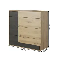 Komoda 4S, dub artisan/černá borovice norská, BAFRA Kondela (foto 2)