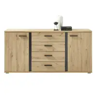 Komoda, dub artisan / černá, KANODE Kondela (foto 2)