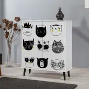 Komoda MULTILUX – Cats / Bílá / Černá / Žlutá ASIRGROUP