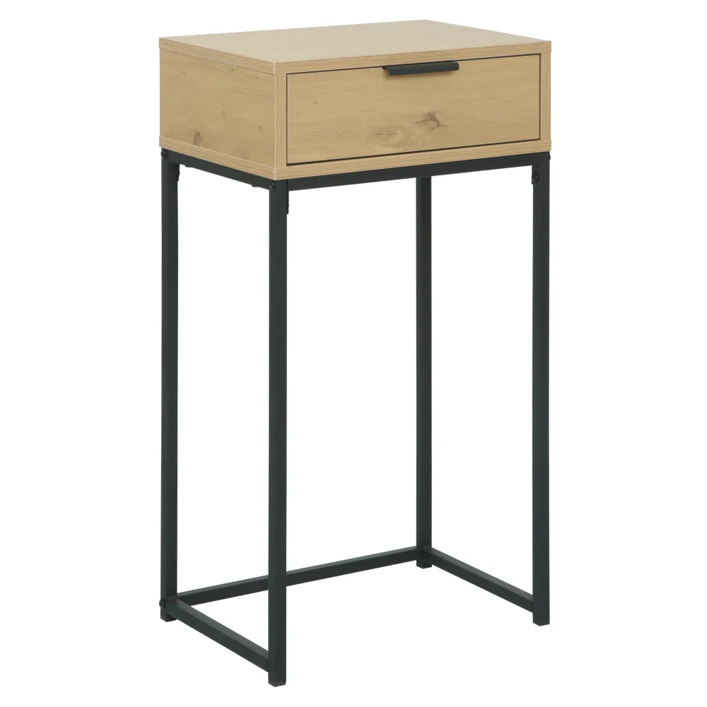 Konzolový stolek se zásuvkou, dub/černá, LERTOS Kondela