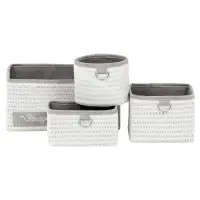 Koš regálový - polypropylen, papír a látka, bílý, cena za sadu 4 ks Autronic