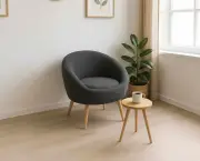 Křeslo ušák CAY – Set 2 ks (1 křeslo + stolek) / Antracitová ASIRGROUP